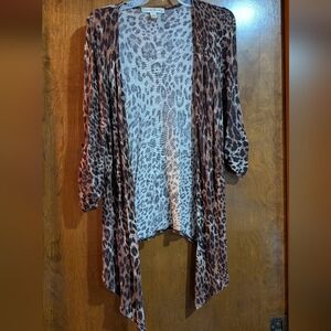 French Laundry Leopard Print Open Front Cardigan M